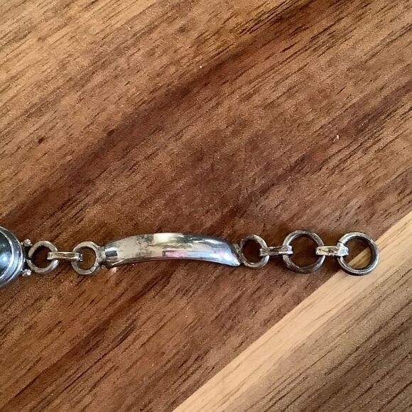 sterling SILVER VINTAGE MOON/LABRADORITE/LARIMAR STONE BRACELET - Picture 9 of 10
